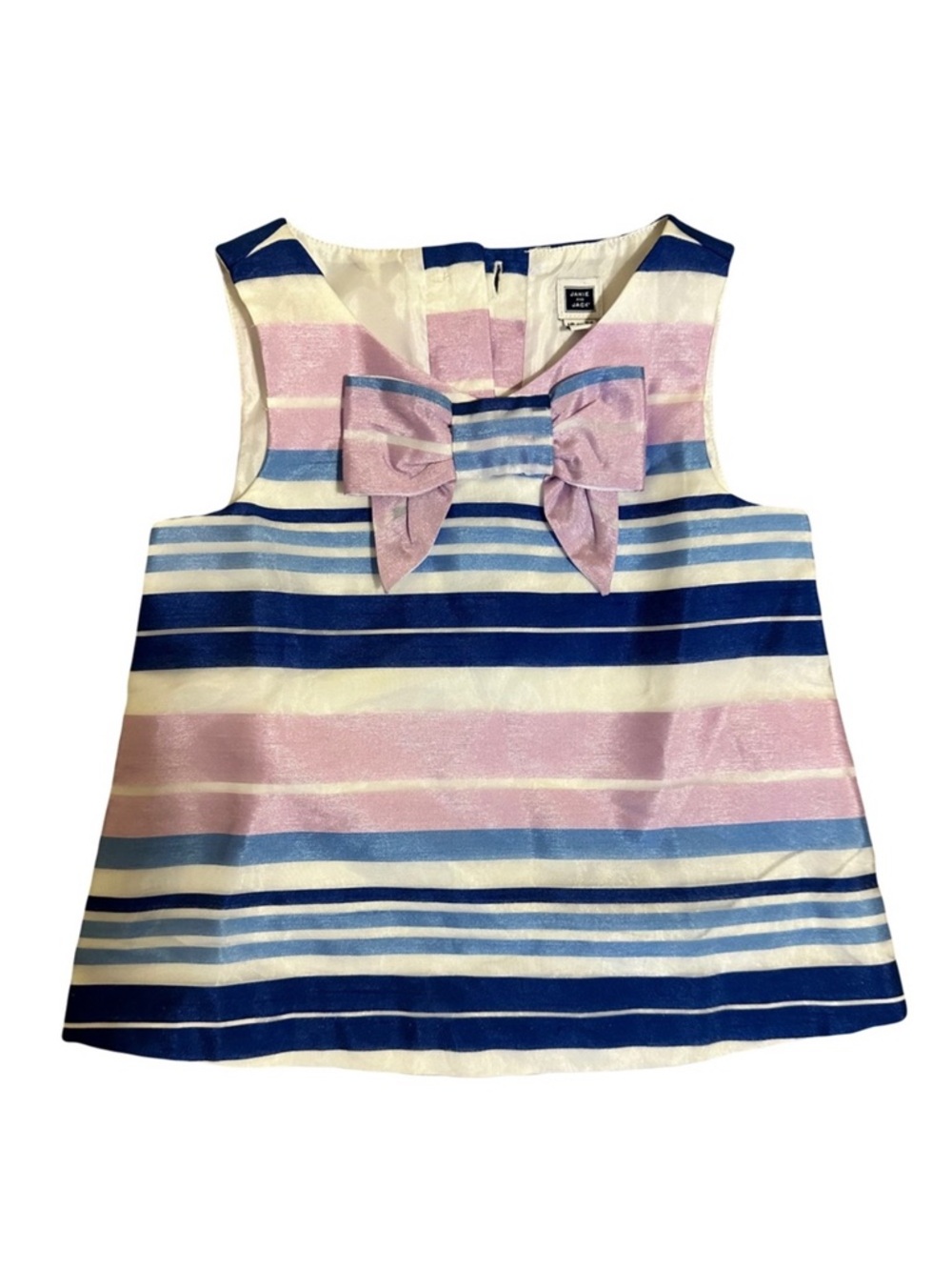 Janie and Jack girls purple, blue & white striped sleeveless top with bow 18-24M
